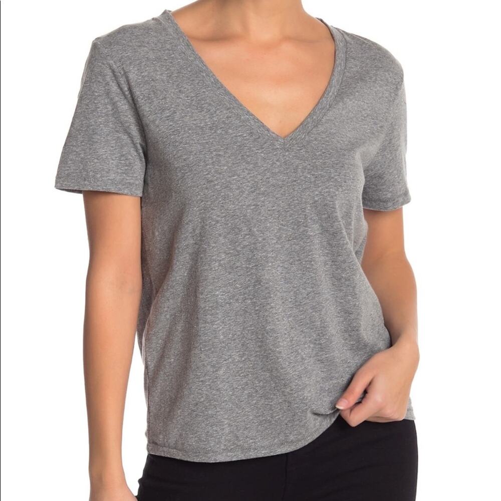Nordstrom bp. V-Neck Short Sleeve Tee Grey Size Small